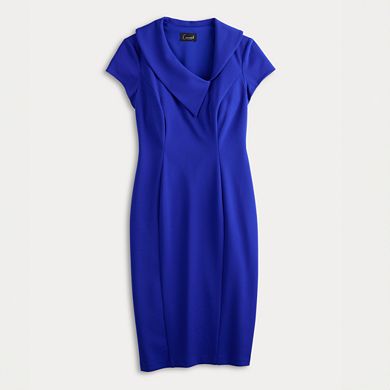 Women's Connected Apparel Asymmetrical Collar Sheath Dress