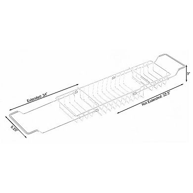 Expandable Metal Bathtub Caddy With, Rubber Handles