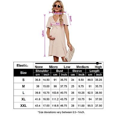 Smocked Maternity Boho Dress Casual Spaghetti Strap Ruffle Sleeveless Swing Summer Midi Dress