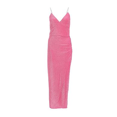 Quiz Women's Lurex Wrap Diamante Strap Maxi Dress