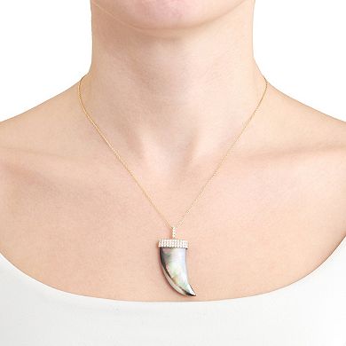 Athra NJ Inc Sterling Silver Mother-Of-Pearl & Cubic Zirconia Horn Necklace
