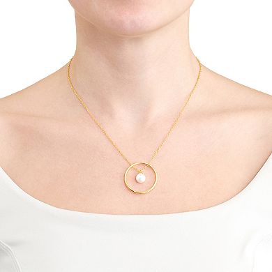 Athra NJ Inc 14k Gold Over Sterling Silver Open Circle Freshwater Cultured Pearl Necklace