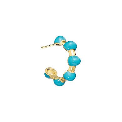 Athra NJ Inc 14k Gold Over Sterling Silver Blue Bead Post Hoop Earrings