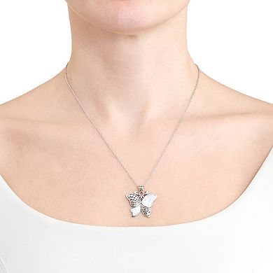 Athra NJ Inc Sterling Silver Oxidized Mother-of-Pearl Dots Butterfly Necklace