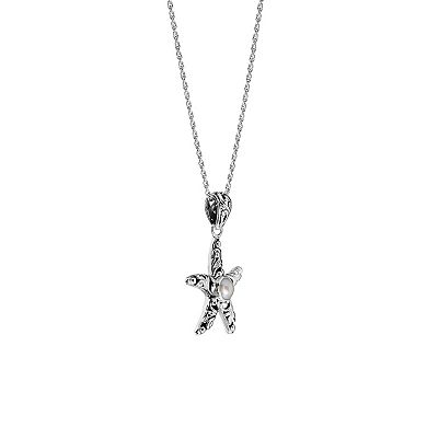 Athra NJ Inc Sterling Silver Oxidized Freshwater Cultured Pearl Filigree Starfish Necklace