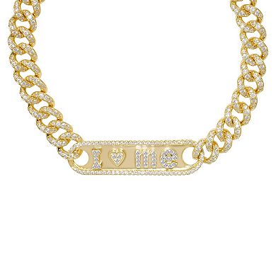 Athra NJ Inc 14k Gold Over Sterling Silver Cubic Zirconia ID Bracelet