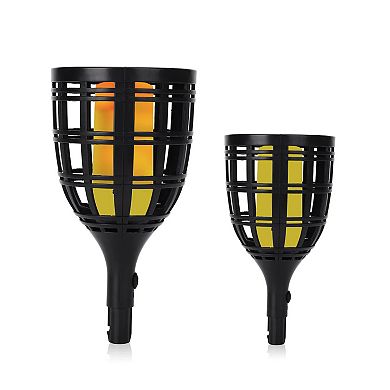 Techko 2-Piece Solar-Powered Flickering LED Tiki Torches Set