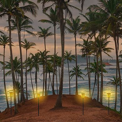 Techko 2-Piece Solar-Powered Flickering LED Tiki Torches Set