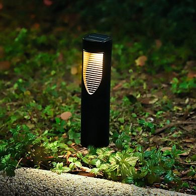 Techko 2-Piece Outdoor Solar-Powered Bollard Path Lights Set