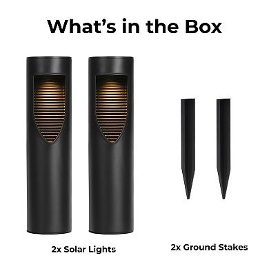 Techko 2-Piece Outdoor Solar-Powered Bollard Path Lights Set