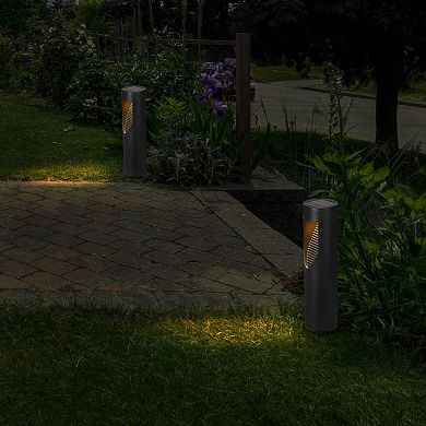 Techko 2-Piece Outdoor Solar-Powered Bollard Path Lights Set