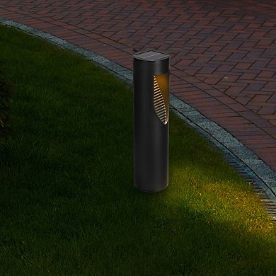 Techko 2-Piece Outdoor Solar-Powered Bollard Path Lights Set