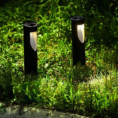 Techko 2-Piece Outdoor Solar-Powered Bollard Path Lights Set