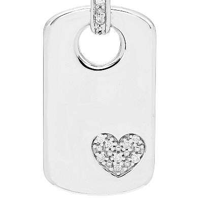Boston Bay Diamonds Sterling Silver Diamond Accent Heart Dog Tag Pendant Necklace