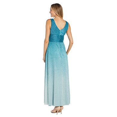 Women's R&M Richards Crinkle Pleated Ombre Maxi Dress With Rhinestone Waist Details
