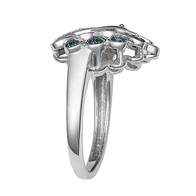 HDI Sterling Silver 1/4 Carat T.W. Diamond Peacock Ring