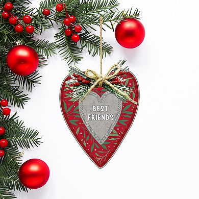 Best Friends Cement Heart Christmas Ornament