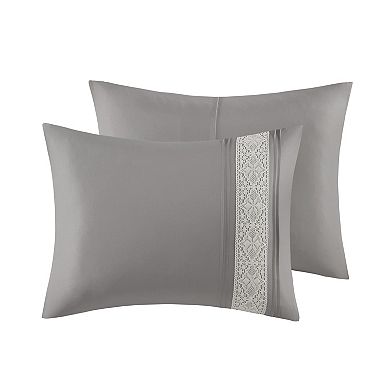 Madison Park Marla 7-Piece Lace Trim Comforter Set with Throw Pillows