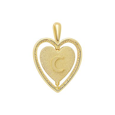 Brilliance Gold Tone Pave Cubic Zirconia Heart Spinnable Pendant Paperclip Link Chain Necklace