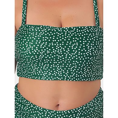 Plus Size Two Piece Swimsuit For Women Polka Dots Bikini Bandeau Bathing Suits