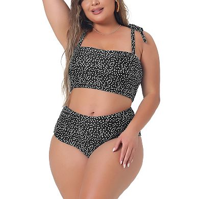 Plus Size Two Piece Swimsuit For Women Polka Dots Bikini Bandeau Bathing Suits