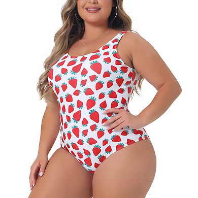 Plus Size One Piece Swimsuits For Women Cute Strawberry Pattern Swimwear Bathing Suits