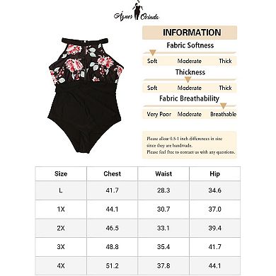 Women's Plus Size Bikini Swimsuits Floral Swimwear Flattering High Waisted One Piece Bathing Suits