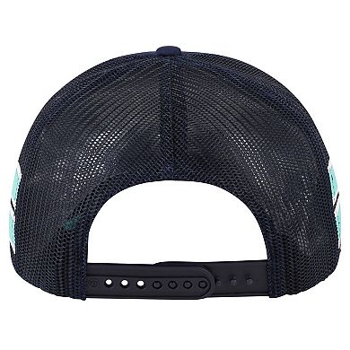 Men's '47 Deep Sea Blue Seattle Kraken Sideband Stripes Trucker Snapback Hat