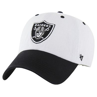 Men's '47 White/Black Las Vegas Raiders Double Header Diamond Clean Up Adjustable Hat
