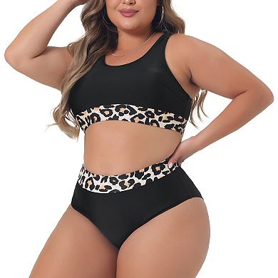 Plus Size Two Piece Swimsuit For Women Bathing Suits High Waisted Sporty Bikini Swimsuits