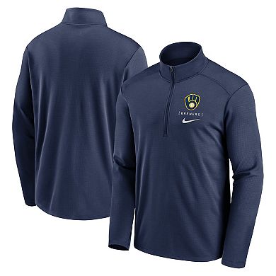 Men's Nike Navy Milwaukee Brewers Franchise Logo Pacer Performance Half-Zip Top