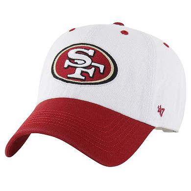 Men's '47 White/Scarlet San Francisco 49ers Double Header Diamond Clean Up Adjustable Hat