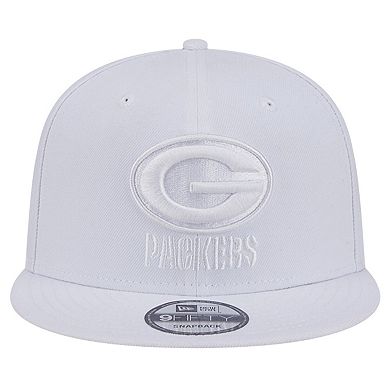 Men's New Era Green Bay Packers Main White on White 9FIFTY Snapback Hat