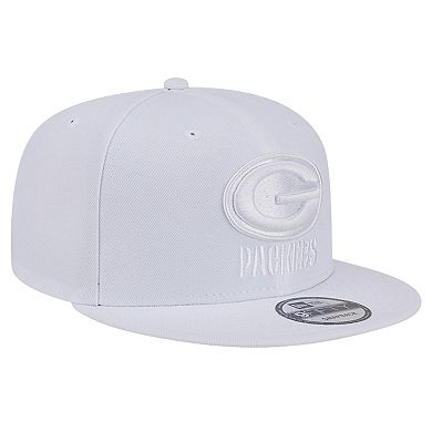 Men's New Era Green Bay Packers Main White on White 9FIFTY Snapback Hat