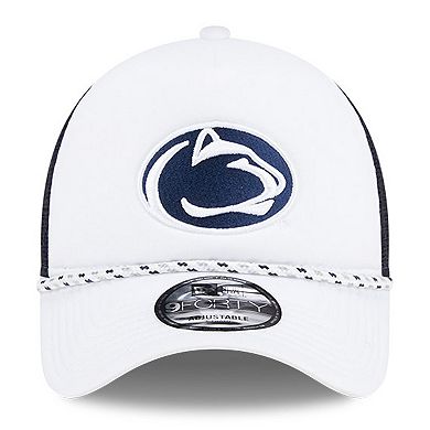 Men's New Era White/Navy Penn State Nittany Lions Court Sport Foam A-Frame 9FORTY Adjustable Trucker Hat