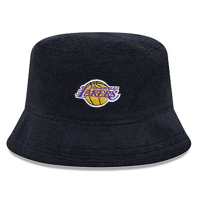 Men's New Era Black Los Angeles Lakers Court Sport Terry Bucket Hat