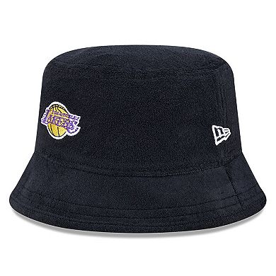 Men's New Era Black Los Angeles Lakers Court Sport Terry Bucket Hat