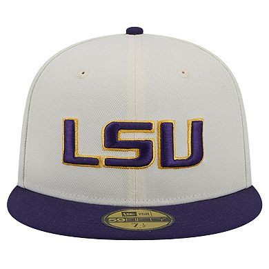 Men's New Era LSU Tigers Chrome White Vintage 59FIFTY Fitted Hat