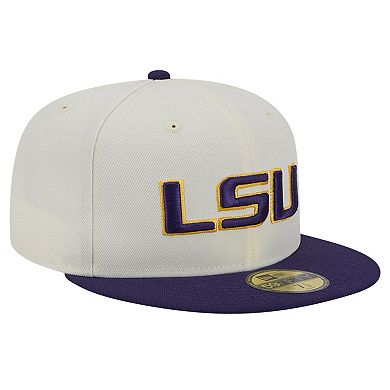 Men's New Era LSU Tigers Chrome White Vintage 59FIFTY Fitted Hat