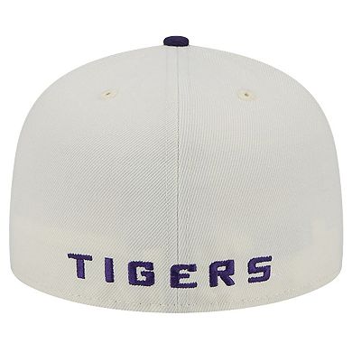 Men's New Era LSU Tigers Chrome White Vintage 59FIFTY Fitted Hat