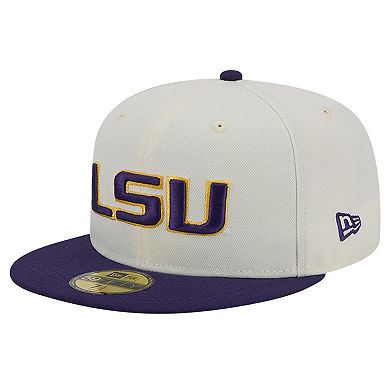 Men's New Era LSU Tigers Chrome White Vintage 59FIFTY Fitted Hat