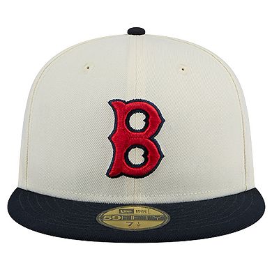 Men's New Era White Boston Red Sox Cooperstown Collection Chrome 59FIFTY Fitted Hat