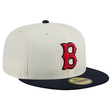 Men's New Era White Boston Red Sox Cooperstown Collection Chrome 59FIFTY Fitted Hat