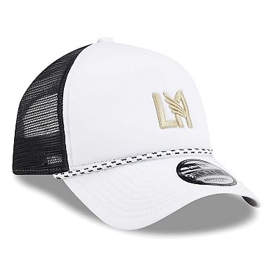 Men's New Era White/Black LAFC Court Sport Foam A-Frame 9FORTY Adjustable Trucker Hat