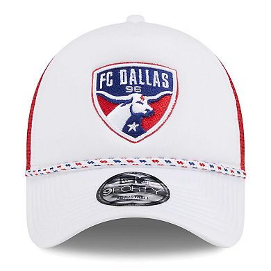 Men's New Era White/Red FC Dallas Court Sport Foam A-Frame 9FORTY Adjustable Trucker Hat