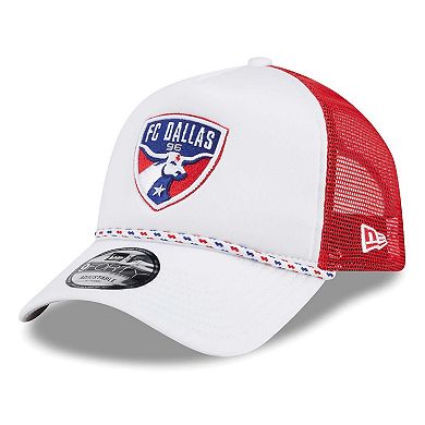 Men's New Era White/Red FC Dallas Court Sport Foam A-Frame 9FORTY Adjustable Trucker Hat