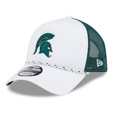 Men's New Era White/Green Michigan State Spartans Court Sport Foam A-Frame 9FORTY Adjustable Trucker Hat