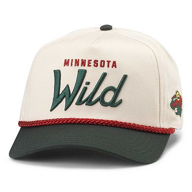 Men's American Needle Cream/Green Minnesota Wild Roscoe Washed Twill Adjustable Hat