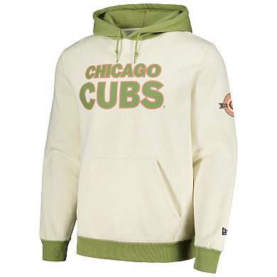 Men's New Era Cream/Green Chicago Cubs Color Pop Pullover Hoodie
