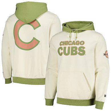 Men's New Era Cream/Green Chicago Cubs Color Pop Pullover Hoodie